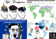 5soyjaks angry blue_eyes closed_mouth clothes crying europe european_union flag:european_union flag:united_states glasses hat japan latino mexico open_mouth smile smug south_korea soyjak stubble subvariant:nucob text united_states variant:chudjak variant:cobson variant:smugjak yellow_hair yuropoor_cuck_faggot // 2974x2056 // 882.5KB