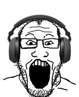 balding clothes glasses hat headphones open_mouth soyjak stubble variant:markiplier_soyjak // 650x800 // 152.7KB