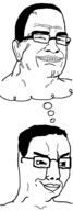 buff gigachud glasses hair smile smug soyjak speech_bubble steven_armstrong variant:chudjak // 645x1844 // 42.6KB