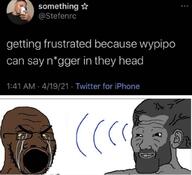 angry black_skin censored crying gigachad glasses mind_wave nigger open_mouth soyjak stretched_mouth stubble text twitter variant:soyak yellow_sclera // 1024x933 // 68.0KB
