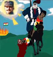 ancient_history assyria assyrian beard blood burning capture clothes corpse cuck enbie flag:iran flag:kurdistan glasses grass hair hat historical history horse horseback_riding knife mesopotamia portrait smile soyjak sun teeth terrain traditional turban variant:chudjak warrior white_skin woman // 800x858 // 76.5KB