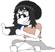 beanie eyebrows glasses happy nintendo nintendo_switch sitting teeth variant:soytan video_game // 362x348 // 8.2KB