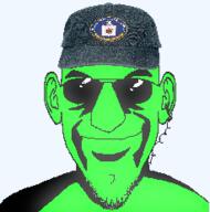 cap central_intelligence_agency closed_mouth clothes ear earpiece glasses glowing green_skin hat smile soyjak stubble sunglasses trend:glowie variant:susjak // 229x231 // 50.8KB