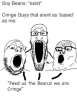 anti_soyjak cringe glasses open_mouth soy soybean soyjak soyjak_trio stretched_mouth stubble text variant:gapejak variant:markiplier_soyjak variant:tony_soprano_soyjak // 1080x1350 // 292.7KB