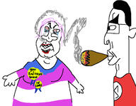2soyjaks award cigar closed_mouth drawing flag flag:nazi_germany flag:transgender_pride_flag lipstick open_mouth pink_hair red_eyes slop smoke soyjak swastika teeth variant:bernd variant:chudjak // 1170x910 // 369.7KB