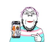 bloodshot_eyes crying hand ongezellig open_mouth phone point rope smug soycaca soycuck soyjak subvariant:gapejak_front subvariant:hunky_twink_sex_machine suicide tongue tranny transgender_flag troon variant:gapejak // 1200x900 // 126.4KB