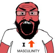arm balding beard clothes hair i_love open_mouth red_skin soyjak subvariant:science_lover text tshirt upvote variant:markiplier_soyjak // 816x785 // 110.5KB