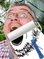 bernd_schmidt clothes glasses irl open_mouth paint paint_roller realistic series:irl_soyjaks soyjak stubble variant:gapejak yellow_teeth // 600x800 // 663.7KB