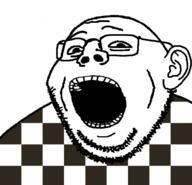 flag flag:anhalt-aschersleben glasses grin holy_roman_empire looking_at_you open_mouth smile soyjak stubble subvariant:gapealien variant:gapejak // 717x689 // 79.1KB