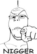 angry artist:zarzour closed_mouth clothes comic_sans exclamation_mark eyebrows finger glasses hand looking_at_viewer nigger pointing pointing_at_viewer redraw soyjak stubble teeth text variant:gapejak // 660x971 // 183.3KB