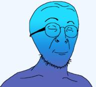 alternate blue_skin calm closed_eyes closed_mouth glasses smile soyjak stubble variant:turtlejak // 794x717 // 17.0KB