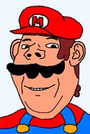button clothes curly_hair double_chin eyebrows hair hat italy mario mario_hat mustache nintendo overalls plumber series:bing_bing_wahoo smile subvariant:wholesome_soyjak super_mario transparent_background variant:gapejak video_game // 600x891 // 20.0KB