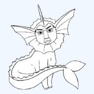 eeveelution fin full_body glasses monster pokemon soyjak subvariant:chuddy tail vaporeon variant:chudjak // 900x900 // 49.3KB
