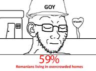 closed_eyes closed_mouth clothes ear glasses goy hat heart helmet house nigger romania sad soyjak stubble text variant:soyak // 1280x938 // 113.8KB