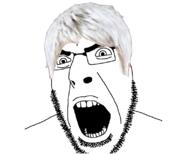 angry gerard_way glasses hair my_chemical_romance open_mouth soyjak stubble the_black_parade variant:cobson white_hair // 1124x904 // 346.0KB