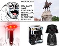 arm bloodshot_eyes crying distorted eyes_popping funko_pop glasses glowing glowing_eyes hand hands_up open_mouth soyjak star_wars statue stretched_mouth stubble subvariant:waow text thick_eyebrows tongue variant:et variant:soyak yellow_teeth // 960x754 // 671.3KB