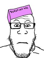 box cardboard closed_mouth clothes glasses neutral question question_hat soyjak stubble subvariant:neutralplier text variant:markiplier_soyjak // 480x640 // 113.7KB
