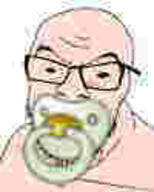 baby glasses meta:low_resolution pacifier small_eyes soyjak stubble variant:feraljak white_skin // 100x125 // 1.2KB