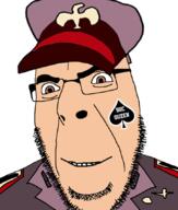 bbc benito_mussolini brown_eyes cap closed_mouth clothes eagle epaulettes fascism glasses hat military queen_of_spades smile soyjak stubble uniform variant:cobson white_skin // 721x847 // 147.9KB