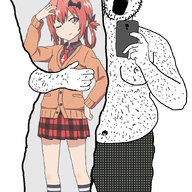 anime arm body_hair body_pillow fat gabriel_dropout glasses hairy hand leg open_mouth ornament phone satania soyjak stubble torso underpants variant:gabriel // 876x1287 // 349.7KB