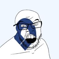 angry flag flag:wakayama glasses hair japan looking_at_you mustache open_mouth soyjak stubble teeth todofuken transparent_background variant:feraljak wakayama // 1500x1500 // 72.8KB