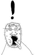 artist:sectionalism exclamation_mark glasses hair open_mouth soyjak stubble tongue variant:unknown // 850x1196 // 34.7KB