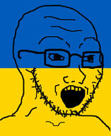 flag glasses open_mouth soyjak stubble ukraine variant:soyak // 750x920 // 98.6KB