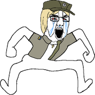 animated azog azov_battalion bloodshot_eyes cross crying ear flag full_body glasses hohol monkey_dance soyjak stubble ukraine variant:chudjak // 570x587 // 50.5KB