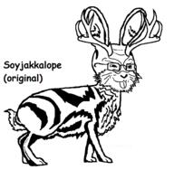 animal animal_ears antler buck_teeth closed_mouth glasses jackalope pun rabbit rabbit_ears shadow smile smug snout soyjak stubble tail text variant:soyak vinluv // 600x586 // 24.9KB