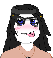 avengers beanie bedroom_eyes black_hair blue_eyes blush blushing eyes_like_the_o-o-cean glasses hair horny looking_at_you mascara necklace teeth teeth_showing tongue_out variant:soytan // 651x710 // 35.3KB