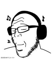 animated byonbyon closed_eyes closed_mouth dance glasses headphones music poyopoyo soyjak stubble variant:tropejak // 373x400 // 241.9KB