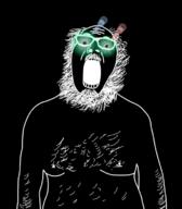 arm beard black_skin glasses glowing_eyes hair inverted open_mouth soyjak stubble thougher variant:ignatius white_beard // 656x748 // 147.6KB