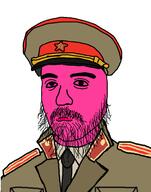 closed_mouth clothes collar_tabs communism doll_(user) epaulettes hammer_and_sickle hat military military_uniform necktie pink_skin soviet_army_uniform soviet_union soyjak variant:dolljak // 2152x2732 // 1.2MB