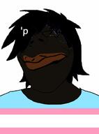 'p black_skin brown_skin distorted flag:transgender_pride_flag hair nigger pooner smile subvariant:gapejak_female tranny trend:slopjak variant:gapejak // 870x1174 // 195.1KB