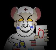 'o angry award black_background china discord_logo_facial_mark esl holding_object looking_at_you mist smirking terrible_mouse variant:bernd yellow_eyes // 591x523 // 55.6KB