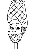 ear food fruit oekaki open_mouth pineapple soyjak stubble variant:unknown // 437x596 // 31.3KB