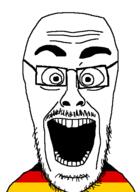 eyebrows eyes flag:germany forehead_lines glasses mustache nose open_mouth soyjak stubble teeth variant:cutejak // 437x599 // 7.1KB