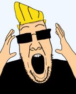 black_shirt blond glasses hand hands_up johnny_bravo stubble sunglasses variant:ppp // 1000x1233 // 63.6KB