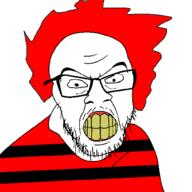 angry black_and_red clothes meta:tagme red_hair teeth variant:feraljak // 1000x1000 // 60.8KB