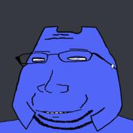 blue_skin discord eyelids glasses horn smile soyjak stubble subvariant:massjak subvariant:wholesome_soyjak tape variant:gapejak white_eyes // 600x600 // 11.0KB