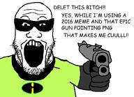 bodysuit dead_meme forced_meme glasses gun incrediblegassy mask mr_incredible soyjak stubble teeth the_incredibles variant:markiplier_soyjak // 1179x856 // 136.0KB