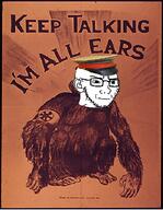 artist:sectionalism bald chimpanzee clothes ear glasses hat imperial_japan japan monkey propoganda stubble variant:soyak wwii // 524x673 // 168.5KB