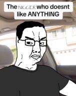 clothes glasses hate instagram nigger side_eye soyjak text variant:chudjak we_niggers_are_white_o_algo // 947x1200 // 732.0KB