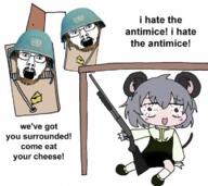 2soyjaks anime antichrist antimice brimstone clothes combat_helmet cookie cropped glasses head helmet i_hate_the_antichrist looking_at_you nazrin open_mouth ratposter schizoposting soyjak stubble touhou united_nations variant:unjak video_game // 708x630 // 593.1KB