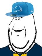 american_football cap clothes detroit_lions football hat michigan national_football_league nfl no_eyebrows small_eyes smile soyjak stubble subvariant:michijak subvariant:wholesome_soyjak variant:gapejak // 600x800 // 207.1KB