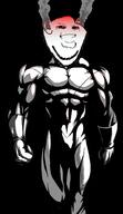 angry anime arm bloodshot_eyes blush buff closed_mouth dragon_ball dragon_ball_super frown full_body fume hand jiren leg smoke soyjak stubble variant:impish_soyak_ears yoba_face // 818x1412 // 261.7KB