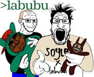 fnf_pedo hair happy labubu open_mouth plush smile soy subvariant:chudplier variant:markiplier_soyjak variant:soyak // 1403x1145 // 151.1KB