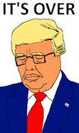 chud clothes donald_trump frown glasses israeli_flag its_over orange_skin sad suit text traced variant:chudjak // 773x1286 // 52.1KB