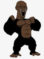 animal arm black_skin bloodshot_eyes crying ear full_body glasses gorilla hand leg open_mouth soyjak stubble variant:soyak // 900x1200 // 395.5KB