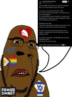 big_lips biting_lip brown_skin cuckservative flag:israel flag:progress_pride_flag heart horny judaism kike_nose negro nostril slut_for_bjc speech_bubble subvariant:hornyson variant:cobson yellow_sclera yellow_teeth zionism // 1000x1341 // 447.3KB